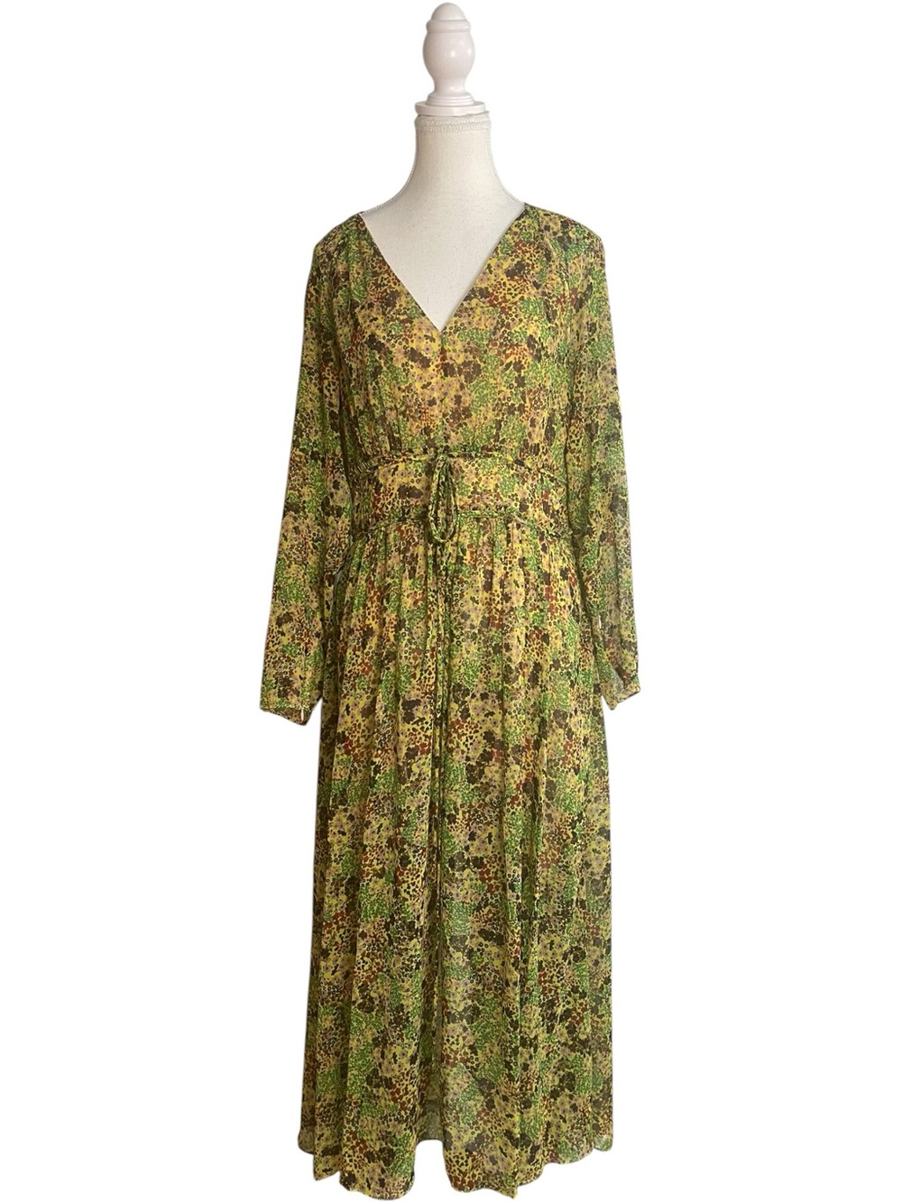 Ted Baker Umah Tie Midi Dress Yellow Green